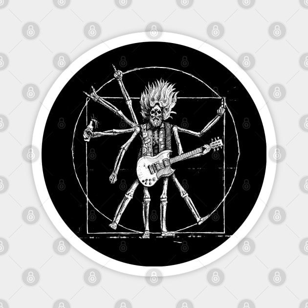 Metalhead Vitruvian man Magnet by grimsoulart